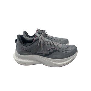 Saucony Tempus W 8.5 Road Running Stability Trainer Workout Gray White Shoes